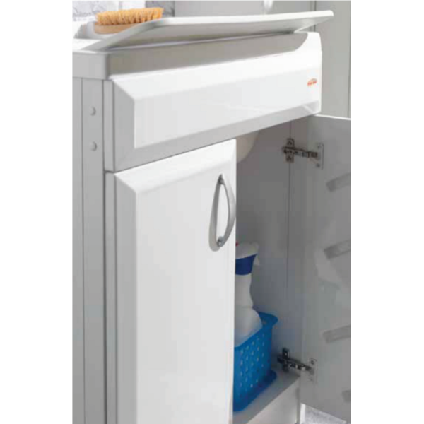 Mobile lavatoio con 2 ante 60x60 cm in Pvc con vasca in resina Bianco 