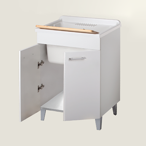 Wash cabinet with 2 doors in white wood with 60x50 cm ABS tub