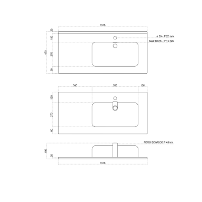 Suspended bathroom cabinet 100 cm with 2 drawers and DELIA3 Cemento ceramic sink