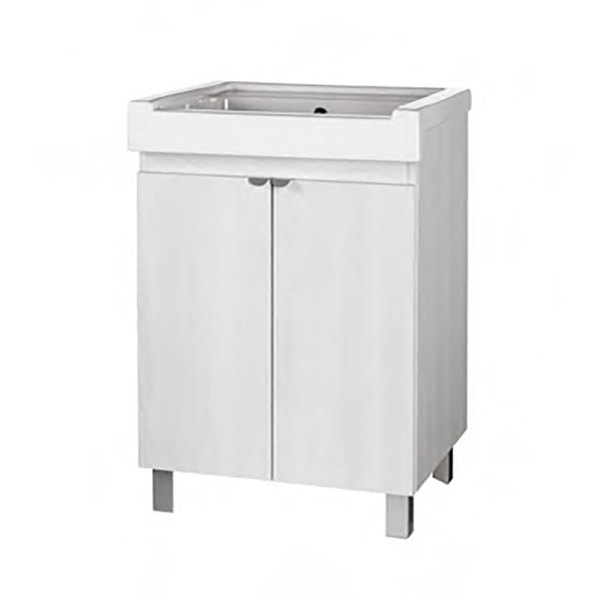 Mobile lavatoio a 2 ante in legno Bianco con vasca in ceramica 60x50 cm