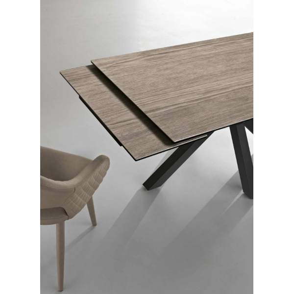 Extendable kitchen table 240 cm JACKY Oak porcelain stoneware top