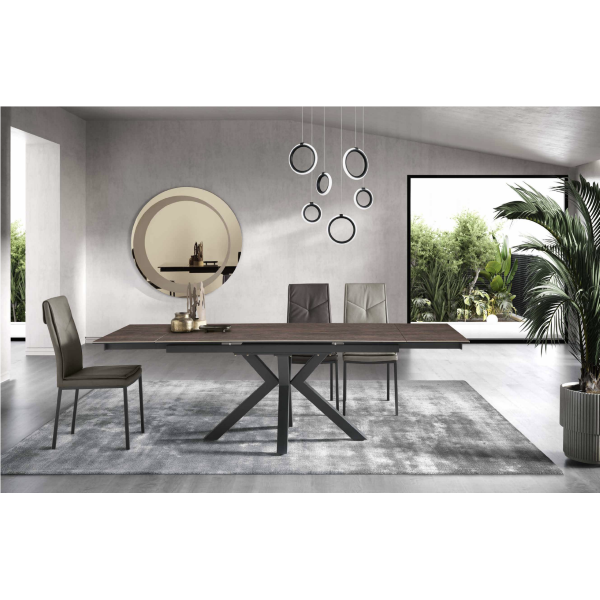 Ausziehbarer Küchentisch 240 cm Tek JACKY Feinsteinzeugplatte