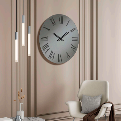 Orologio rotondo in cristallo Fumè D60 cm - RONALD