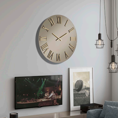 Orologio rotondo D60 cm in cristallo Bronzo e numeri Oro - TIWAR