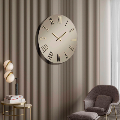 Orologio da parete rotondo D60 cm in cristallo Bronzo e numeri Oro - SEAN