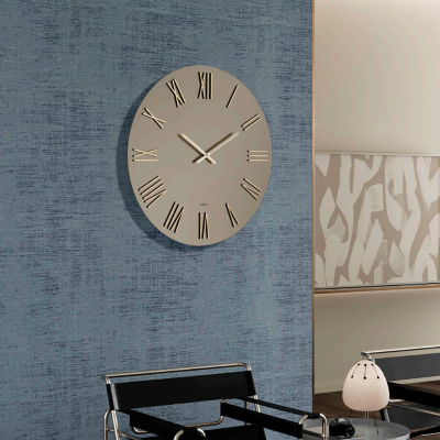 Orologio rotondo D80 cm in cristallo satinato Bronzo e numeri Oro - WAYNE