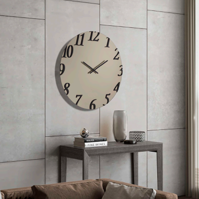 Orologio rotondo D60 cm GARRET in cristallo satinato Bronzo e numeri Nero