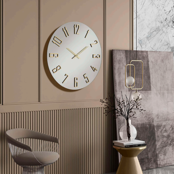 Orologio OZIAS rotondo D80 cm in cristallo Chiaro e numeri Oro