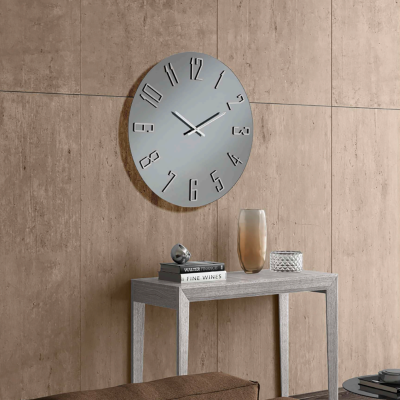 Orologio OZIAS rotondo D60 cm in cristallo Fumè e numeri Argento