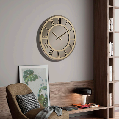 Orologio ETHAN rotondo D60 cm in cristallo Bronzo e numeri Oro