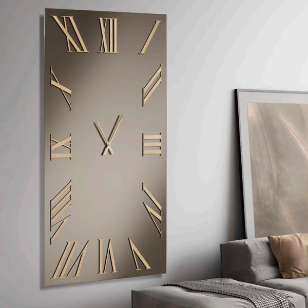 Orologio rettangolare verticale in cristallo Bronzo 80x160 cm - BRANDON