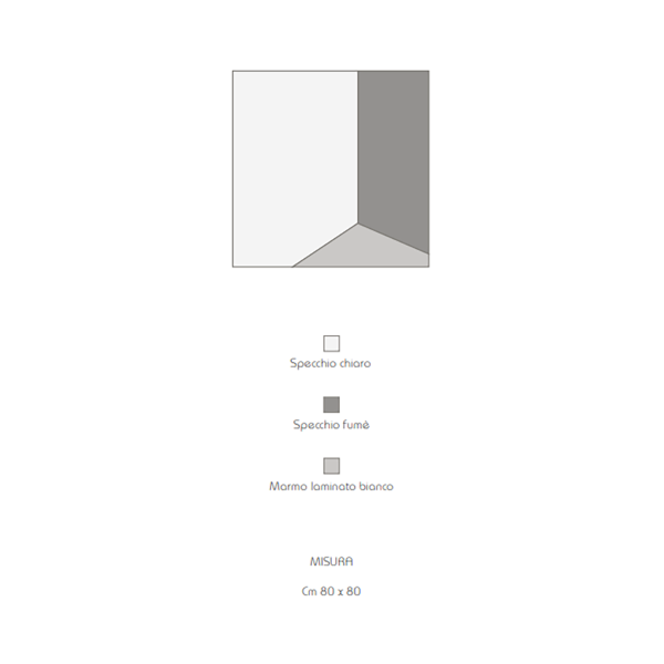 Modern mirror 80x80 cm smoked glass and white effect laminate - GEORGE 