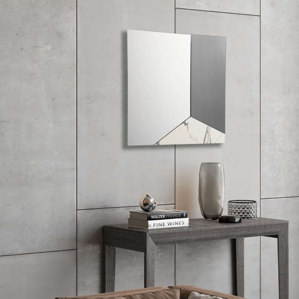 Modern mirror 80x80 cm smoked glass and white effect laminate - GEORGE 