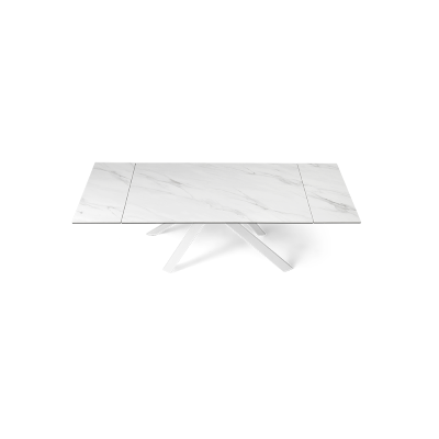 Table à rallonge 240 cm plateau grès cérame blanc NESTORE