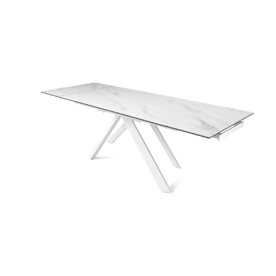 Table à rallonge 240 cm plateau grès cérame blanc NESTORE
