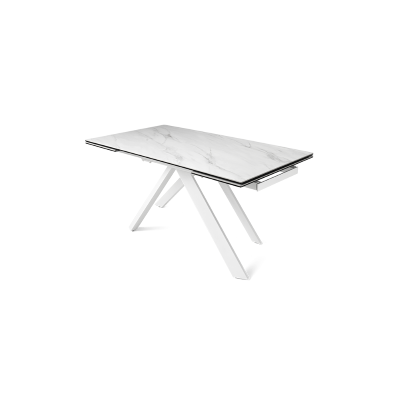 Table à rallonge 240 cm plateau grès cérame blanc NESTORE