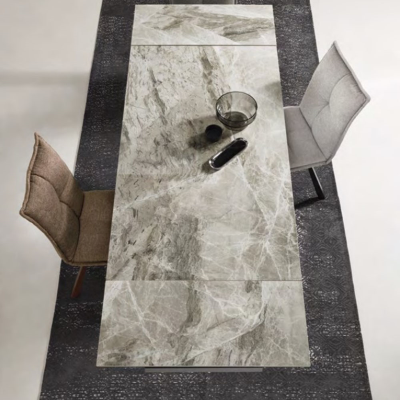 Table à rallonge 240 cm plateau grès cérame gris NESTORE