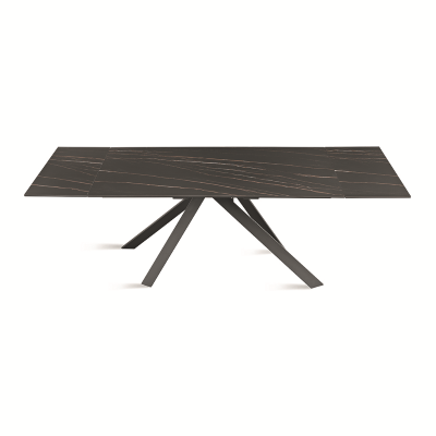 Ausziehbarer Tisch 240 cm NESTORE Platte aus schwarzem Feinsteinzeug