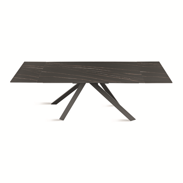 Ausziehbarer Tisch 240 cm NESTORE Platte aus schwarzem Feinsteinzeug