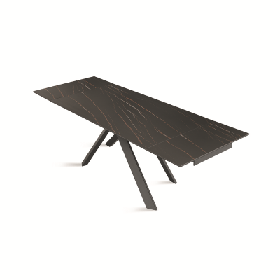 Ausziehbarer Tisch 240 cm NESTORE Platte aus schwarzem Feinsteinzeug