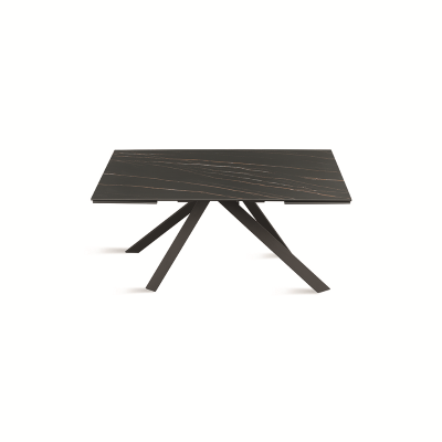 Ausziehbarer Tisch 240 cm NESTORE Platte aus schwarzem Feinsteinzeug