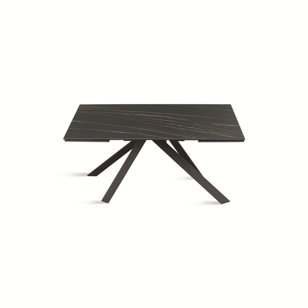 Ausziehbarer Tisch 240 cm NESTORE Platte aus schwarzem Feinsteinzeug