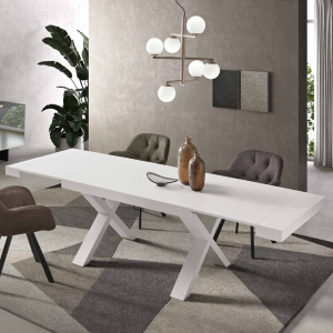 Ausziehbarer Tisch bis 260 cm mit Struktur aus Laminat in Holzoptik Esche weiß PARIDE