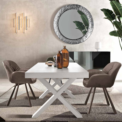 Ausziehbarer Tisch bis 260 cm mit Struktur aus Laminat in Holzoptik Esche weiß PARIDE