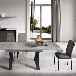 Ausziehbarer Tisch auf 260 cm mit PARIDE Zementlaminat-Holzeffektstruktur