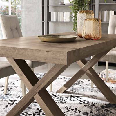 Extendable table to 260 cm with structure in rustic oak PARIDE wood effect laminate