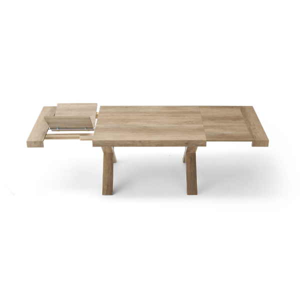 Extendable table to 260 cm with structure in rustic oak PARIDE wood effect laminate