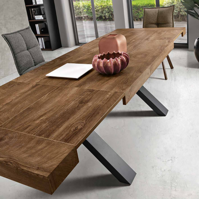 PARIDE TEAK Extendable table to 260 cm with wood effect laminate structure teak