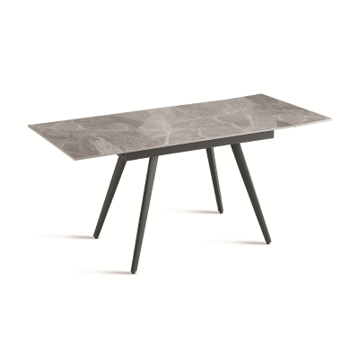 Table with Gray Marble effect top and metal base extendable up to 180 cm ORESTE