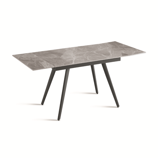 Table with Gray Marble effect top and metal base extendable up to 180 cm ORESTE