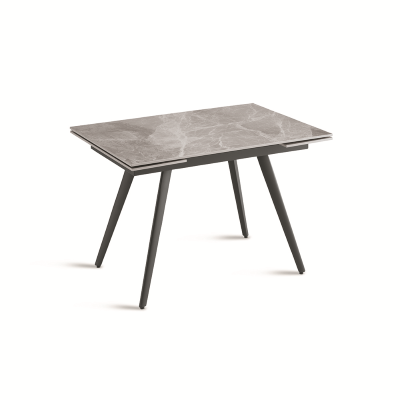 Table with Gray Marble effect top and metal base extendable up to 180 cm ORESTE