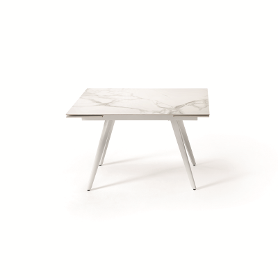 Tavolo con piano effetto Marmo Bianco base metallo allungabile fino a 180 cm ORESTE