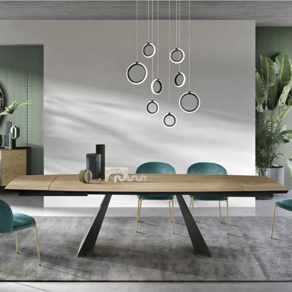 Mesa extensible de 300 cm con tapa de roble crudo GILMOUR