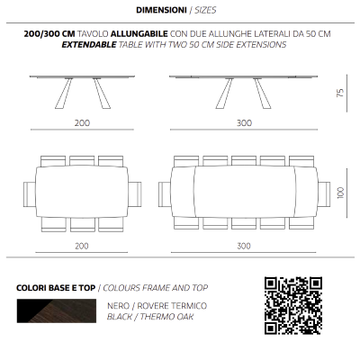 Mesa extensible 300 cm con tapa en Roble Térmico GILMOUR