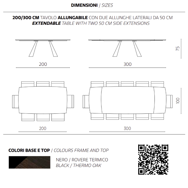 Mesa extensible 300 cm con tapa en Roble Térmico GILMOUR