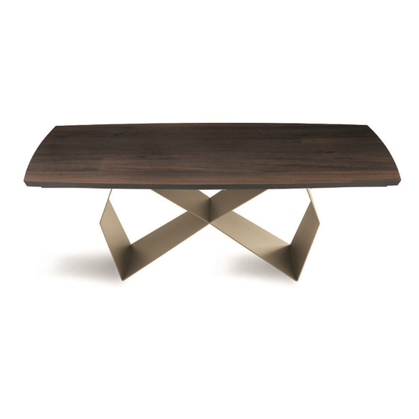 Fester WALL-Tisch, 200 cm, mit beigem Metallgestell und Platte aus Thermoeiche