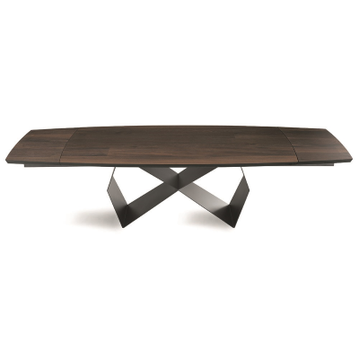 Ausziehbarer Tisch 300 cm mit schwarzem Metallgestell und WALL-Thermo-Eichenplatte