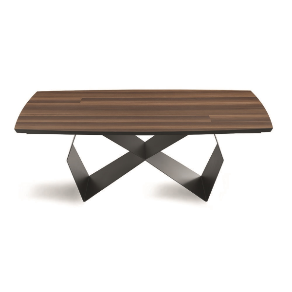 300 cm extendable table with black metal base and Eucalyptus WALL top