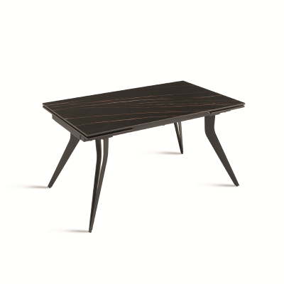 Table extensible THOR 240 cm avec piètement en métal et plateau effet marbre noir