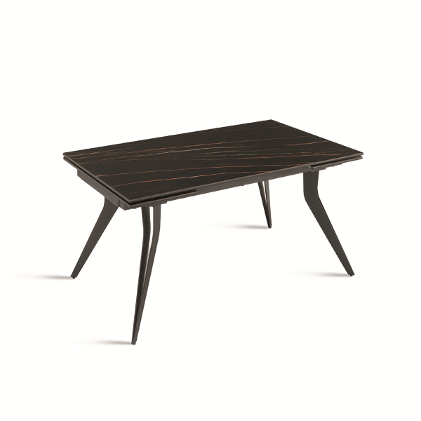 Table extensible THOR 240 cm avec piètement en métal et plateau effet marbre noir