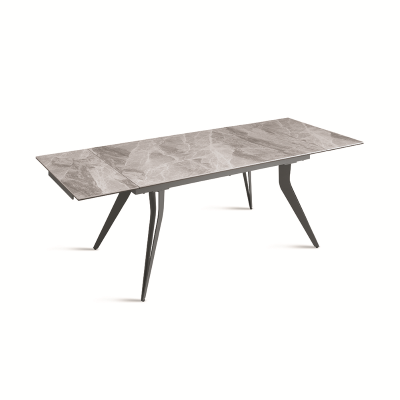Table extensible THOR 240 cm avec piètement en métal et plateau effet marbre gris