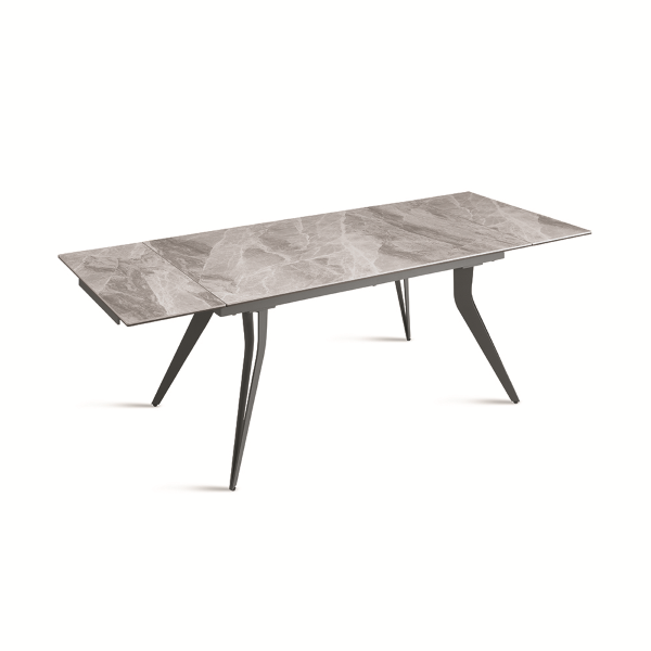 Table extensible THOR 240 cm avec piètement en métal et plateau effet marbre gris