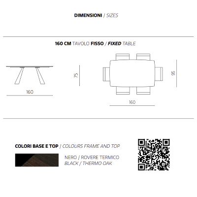 Fester Tisch 160 cm mit Platte aus GILMOUR Thermal Oak