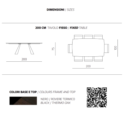 Fester Tisch 200 cm mit Platte aus GILMOUR Thermal Oak