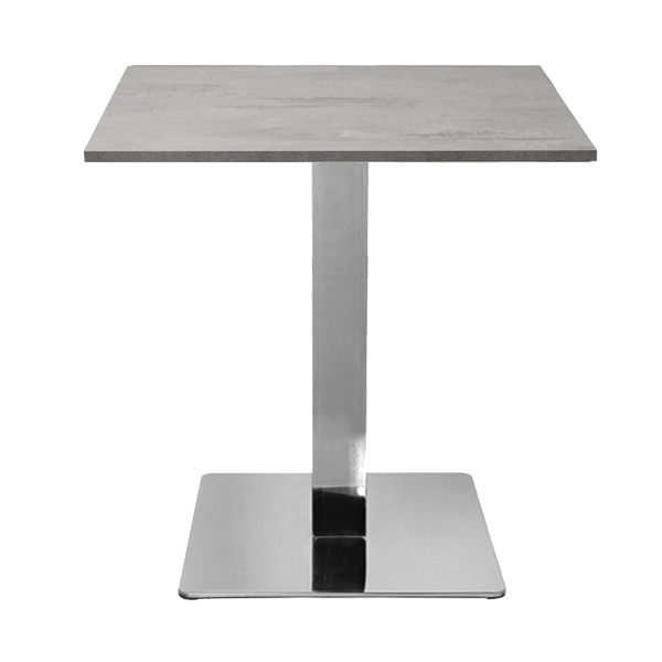 Table de bar 70x70 cm avec piètement argenté et plateau en stratifié Cemento H 75