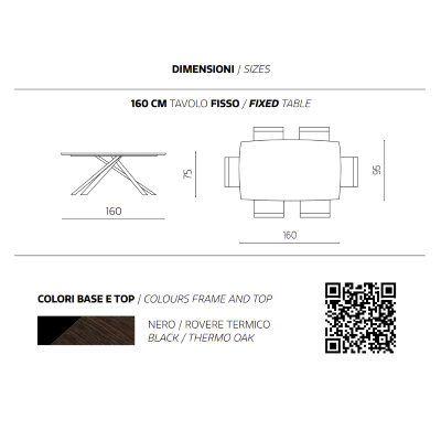 Table fixe FLOYD 160 cm avec plateau Chêne Thermal